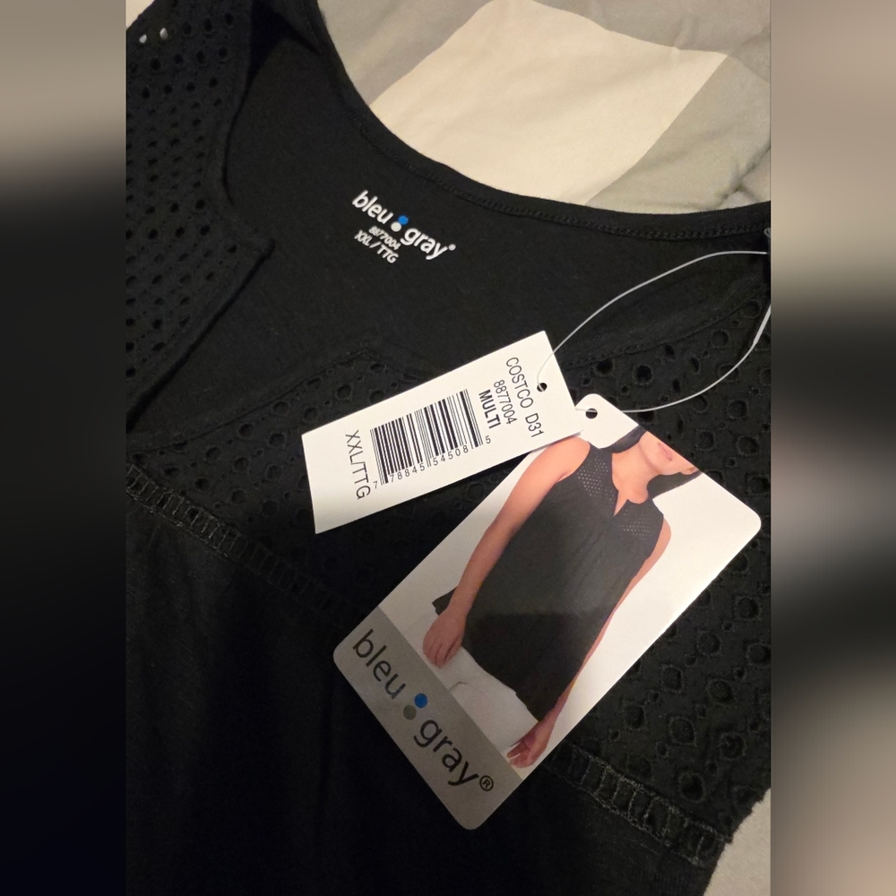 XXL Bleu Gray Black Sleeveless Top